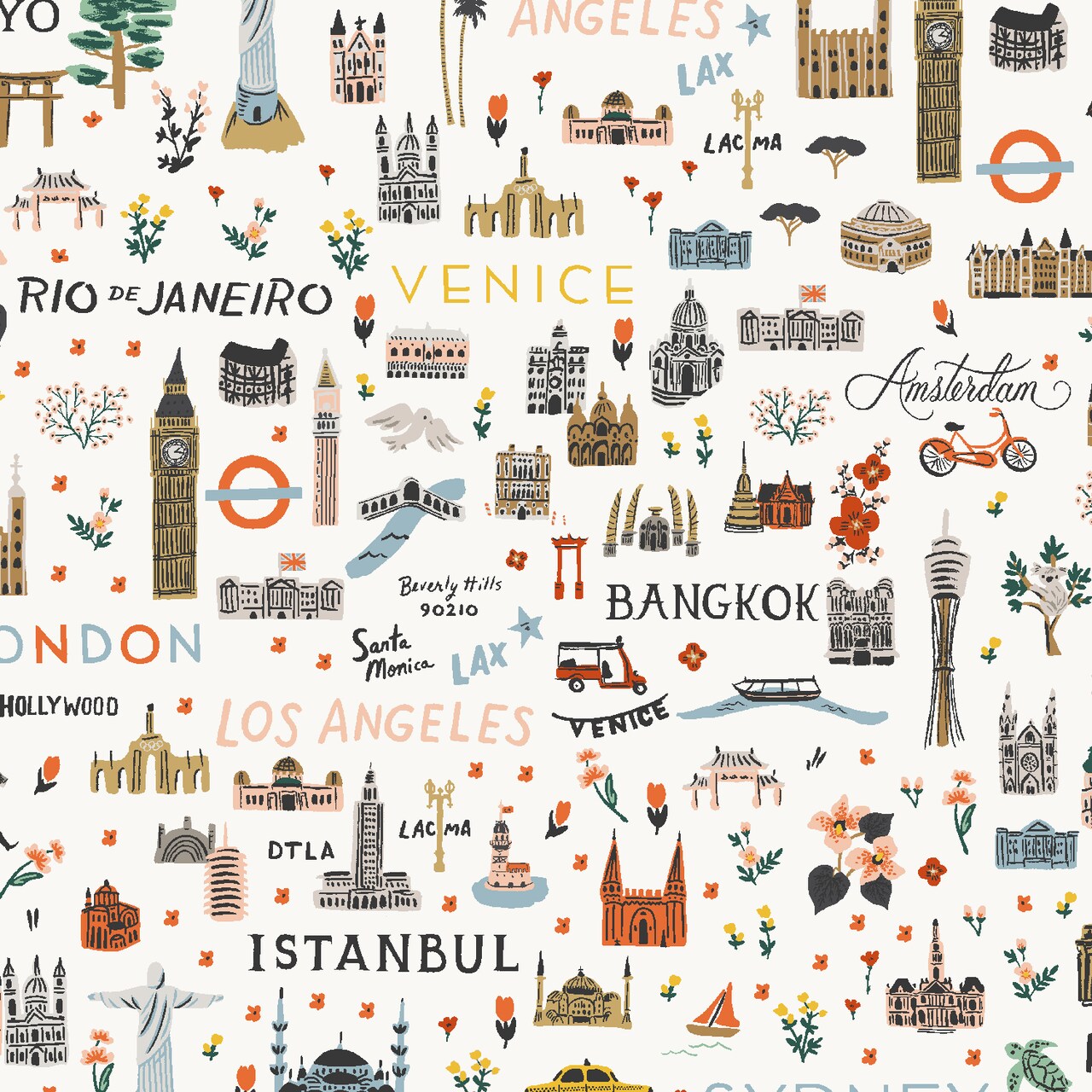 World Traveler in White (rp800-wh2) | Bon Voyage | Rifle Paper Co | Cotton+Steel